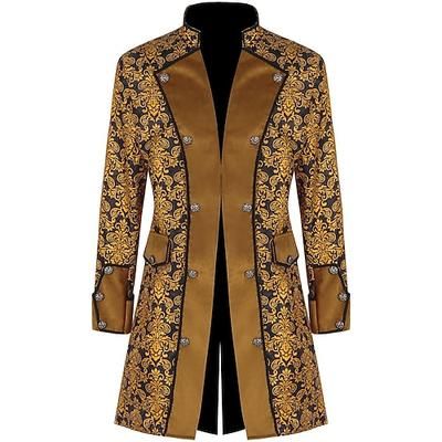 Retrò Vintage Punk Gotico Medievale Costume Cosplay Mantello Smoking Vampiro Gentiluomo Costume Per uomo Costumi da pirata Reale Stile Steampunk Halloween Carnevale Mascherata Festa / Sera Adulti