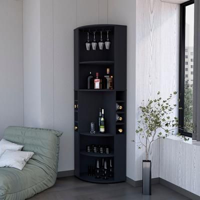 Clifton Corner Bar Cabinet, Black – FM Furniture FM9082MLW