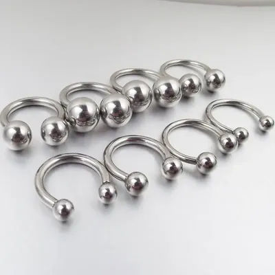 1 Piece Big Stainless Steel BCR Externally Threaded Hoop Horseshoe Nose Circular Barbell Rings Sexy Body Piercing Jewelry