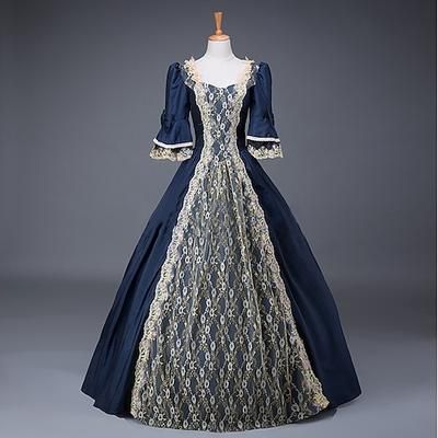 Taglie Forti Rococò Vittoriano Vestito Costume Cosplay Mascherata Taglie Forti Normale Su misura Cenerentola Regina Vittoria Pizzo Pizzo Stampa Abito da ballo Costume Per donna Reale Natale Halloween