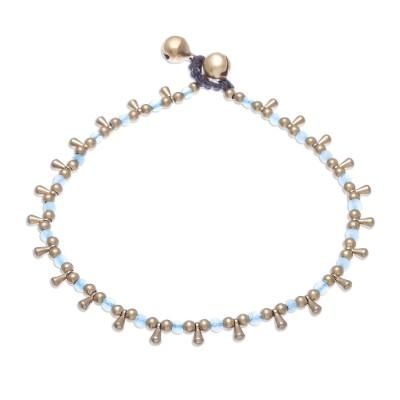 Bohemian Shower in Blue,'Blue Quartz Beaded Charm Anklet from Thailand'
