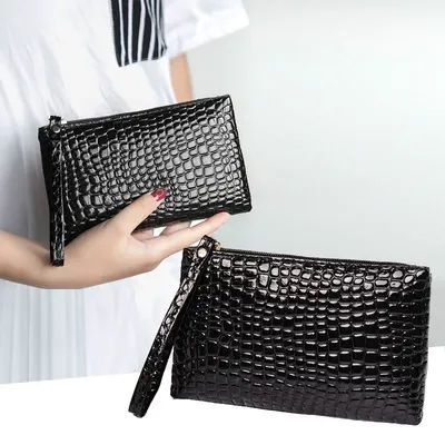 Women's Crocodile Coin Bags Purse Money Organizer Korean Mobile Phone Clutch Bags Makeup Bags Traveling Neceser Toiletry Pouch