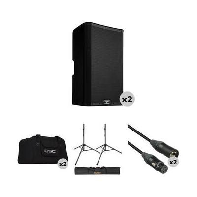 QSC K10.2 K.2 Series 10" 2000W Powered Speaker Pair with Essential Accessories K10.2