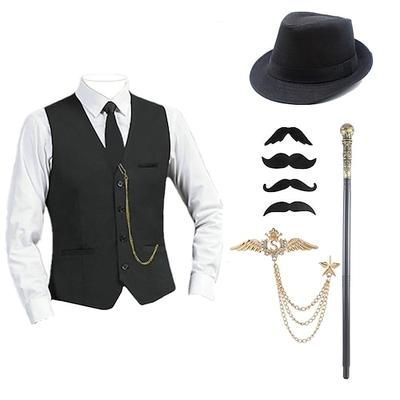 Ispirato al vintage Abiti Costume da festa Berretto Cosplay Fibbia Tinta unita Halloween Colletto italiano visibile Costume Per uomo Halloween Carnevale Festa Sera Casual Quotidiano Festa / Cocktail