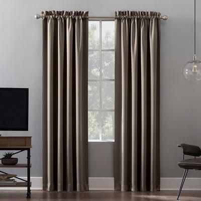 Wide Width Sun Zero™ Oslo 100% Blackout Rod Pocket Panel by BrylaneHome in Mushroom (Size 52" W 95" L)