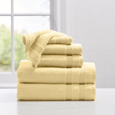 Waffle Quick Dry 6-PC Bath Set by BrylaneHome in Maize