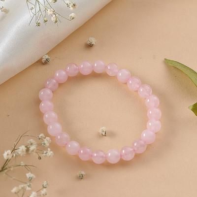Souls of Compassion,'Inspirational Natural Rose Quartz Beaded Stretch Bracelet'
