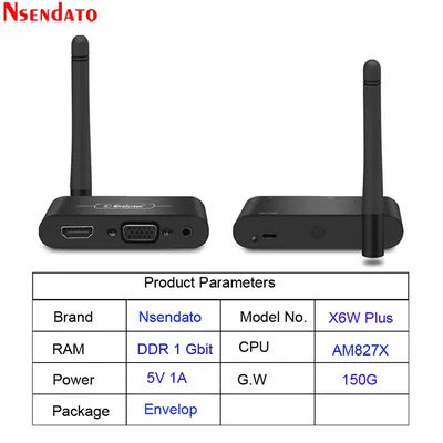 Mirascreen X6W Plus Wireless Miracast 5G 4K Display TV stick adapter 3 in 1 HD VGA AV 1080P wifi Display Receiver Dongle