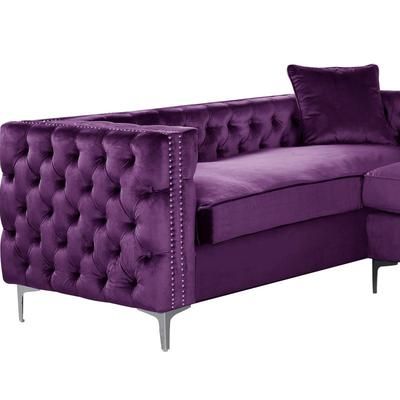 Chic Home Design Mozart Left Hand Facing Sectional Sofa - Purple