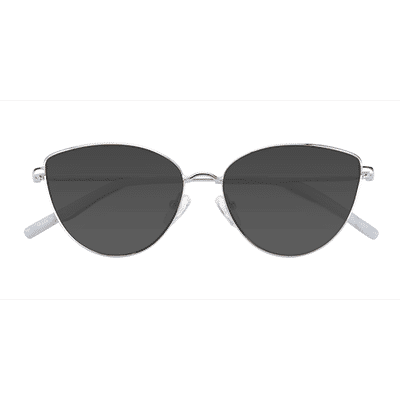 Female s horn Shiny Silver Metal Prescription sunglasses - Eyebuydirect s Tanvi