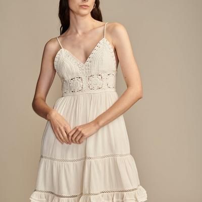 Lucky Brand Dream Crochet Dress - Women's Clothing Dresses in Gardenia, Size XL
