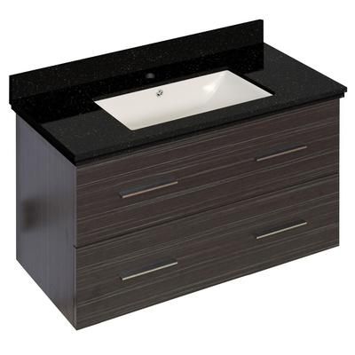 36-in. W Wall Mount Dawn Grey Vanity Set For 1 Hole Drilling Black Galaxy Top Biscuit UM Sink - American Imaginations AI-18644