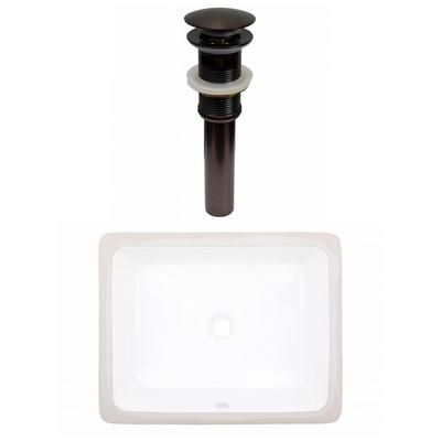 19.5-in. W CUPC Rectangle Undermount Sink Set In White - Oil Rubbed Bronze Hardware - Overflow Drain Incl. - American Imaginations AI-31793