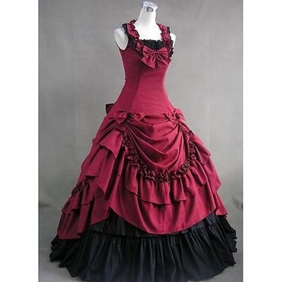 Abito Vittoriano Medievale 18° Secolo Lunghezza alla caviglia Lunghezza lunga Vestito Costume da festa Mascherata Taglie Forti Normale Su misura Patchwork Abito da ballo Costume Per donna Balli di