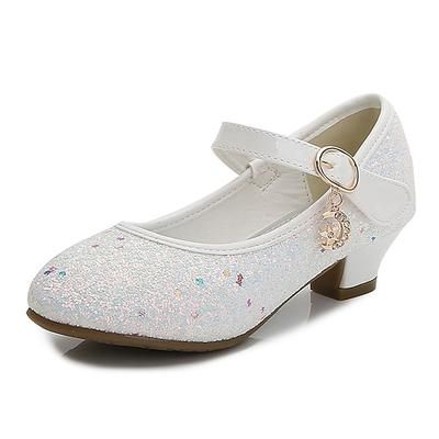 Frozen, favola, principessa Elsa, scarpe per ragazze, film, cosplay, paillettes, Halloween, nero, bianco, argento, scarpe, carnevale, mascherata, costumi, poliestere, plastica