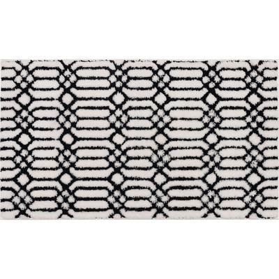 Wide Width Linkage Bath Rug by Mohawk Home in White Black (Size 20" W 34" L)