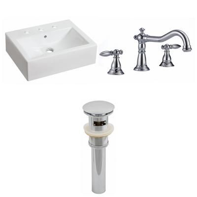 20.25-in. W Above Counter White Vessel Set For 3H8-in. Center Faucet - American Imaginations AI-26075