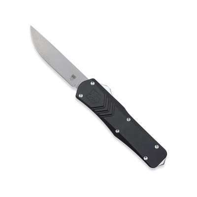CobraTec Knives FS-X Medium Gen II OTF Automatic Folding Knife 3in Stonewashed D2 Steel Blade Drop Non-Serrated Blade Black Handle MBLKFS-XGEN2DNS