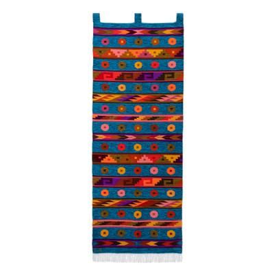'Inca-Inspired Handloomed Colorful Wool Tapestry from Peru'