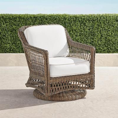 Hampton Swivel Lounge Chair in Driftwood Finish - Quick Dry, Light Aruba - Frontgate