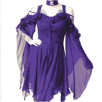 Retrò Vintage Punk Gotico Medievale Vestito Mascherata Strega Costume Per donna Notte di Valpurga Halloween Carnevale Mascherata Halloween Evento / Festa Adulti Vestito