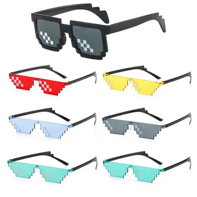 Lunettes de soleil Pixel Mosaic pour hommes et femmes, lunettes de soleil rétro drôles, lunettes de mode unisexes, anniversaire, fête, cosplay Gamer Robot, UV400