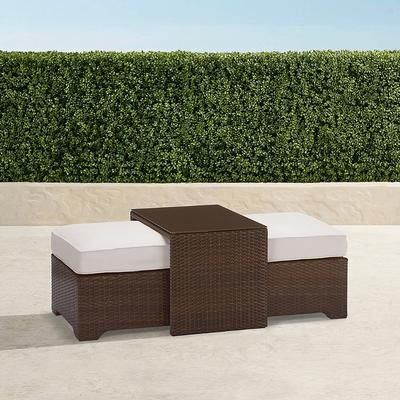 Palermo Coffee Table with Nesting Ottomans in Bronze Wicker - Quick Dry, Sand - Frontgate