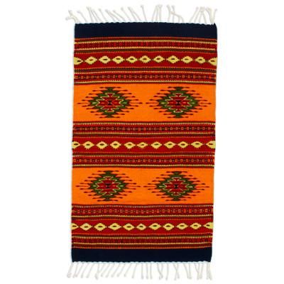 Sun Fire,'Hand Crafted Zapotec Rug (2x3.5)'