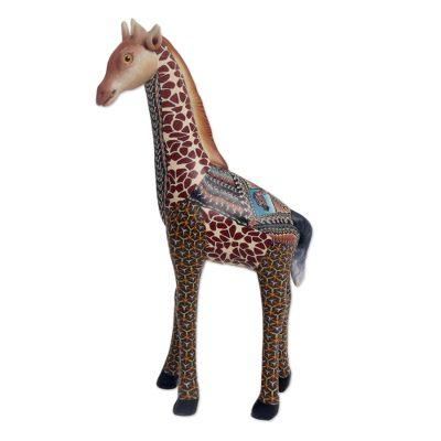 Vibrant Giraffe,'Handmade Polymer Clay Giraffe Sculpture (7.5 Inch)'