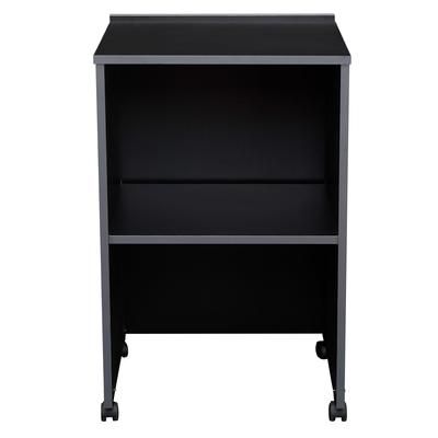 National Public Seating 112-BK Floor Lectern Base w/ 1 Shelf - 21 1/8" x 17 1/2" x 33 3/4", Laminate, Black