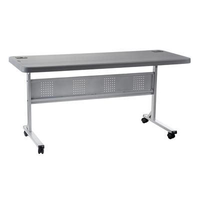 National Public Seating BPFT-2460-20 Desk Height Training Table w/ 1 3/4" Top, 24"W x 60"L, Charcoal Slate, White