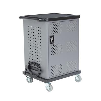 National Public Seating DCC Laptop Charging Cart w/ 2 Shelves - 12 ft Cord, Steel, Gray