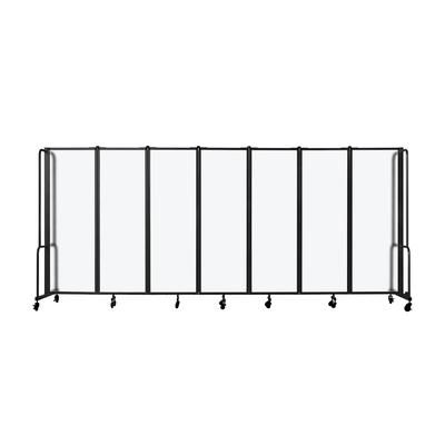 National Public Seating RDB6-7FA 164"L Portable Room Divider w/ 7 Frosted Acrylic Panels & Black Frame - 6'H, Clear
