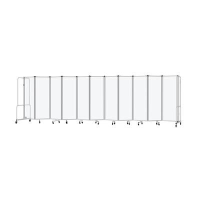 National Public Seating RDG6-11FA 256"L Portable Room Divider w/ 11 Frosted Acrylic Panels & Gray Frame - 6'H, Clear