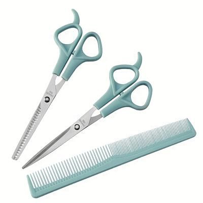 3pcs Professional Hair Cutting Scissors Set With Bangs Teeth, Flat Shears, Comb, And Pet Grooming Tools - Precision Cutting For Salon-quality Results