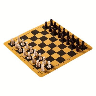 TEMU Vintage International Chess Set: Small Faux Leather Checkerboard & Terracotta Chess Figures For Hours Of Family Fun! /thanksgiving Day/christmas Gift