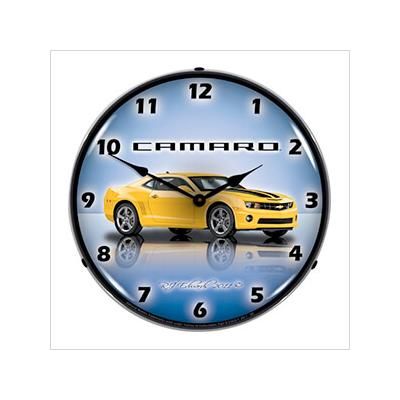 Collectable Sign and Clock Camaro G5 Rally Yellow Backlit Wall Clock