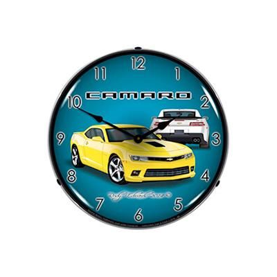 Collectable Sign & Clock 2014 SS Yellow Camaro Backlit Wall Clock