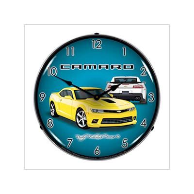 Collectable Sign and Clock 2014 SS Yellow Camaro Backlit Wall Clock