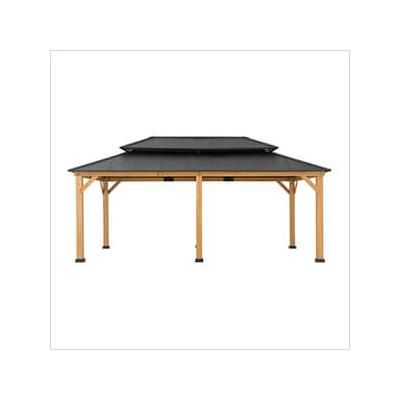 Sunjoy Group 12 x 20 Wooden 2-Tier Hardtop Gazebo with Ceiling Hook