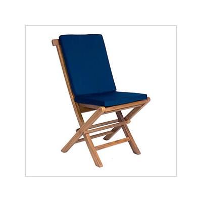 All Things Cedar Folding Chair Set with Blue Cushions