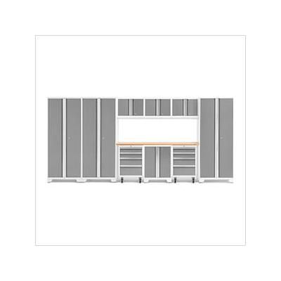 NewAge Garage Cabinets BOLD Series Platinum 10-Piece Set with Bamboo Top