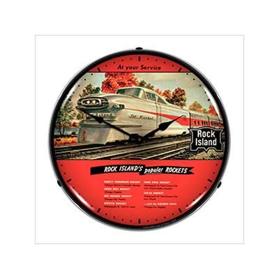 Collectable Sign and Clock Rock Island Rockets Backlit Wall Clock