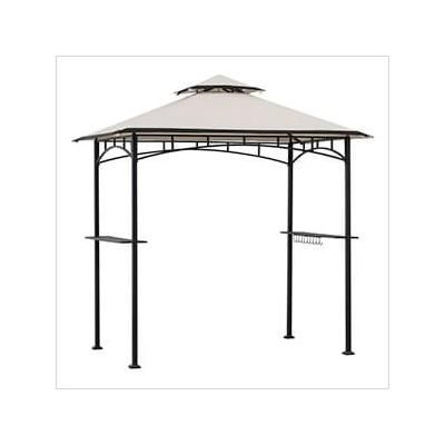 Sunjoy Group 5 x 8 Steel Soft Top Grill Gazebo with Bar Shelves