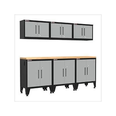Armadillo Tough Grey 7-Piece Garage Cabinet Set with Levelers