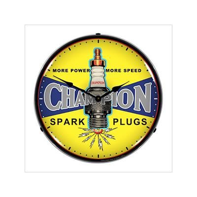 Collectable Sign and Clock Champion Plugs Vintage Backlit Wall Clock