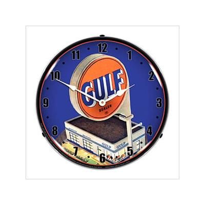 Collectable Sign and Clock Gulf Gas Station Backlit Wall Clock