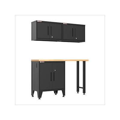 Armadillo Tough Black 4-Piece Garage Cabinet Set with Levelers