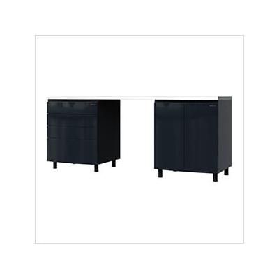 Contur Cabinet 7.5' Premium Karbon Black Garage Cabinet System with Stainless Steel Tops