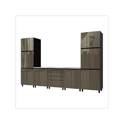 Contur Cabinet 12.5' Premium Terra Grey Garage Cabinet System with Stainless Steel Tops